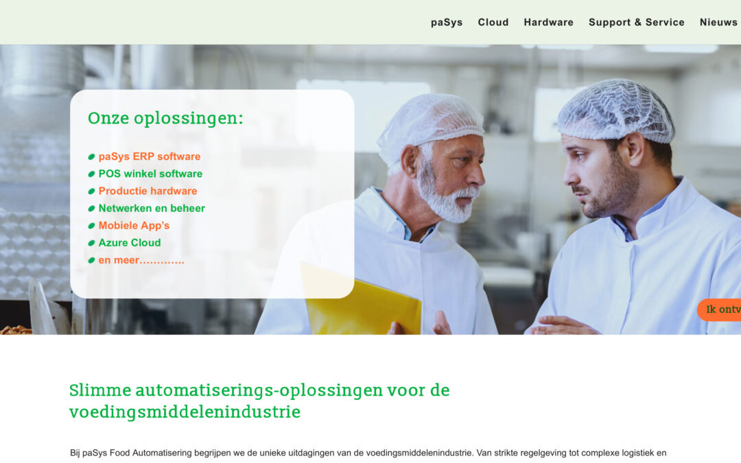 De website van paSys Food Automatisering is vernieuwd
